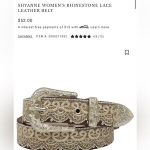 Cody James & SHYANNE WOMEN'S RHINESTONE LACE LEATHER BELT Medium Med